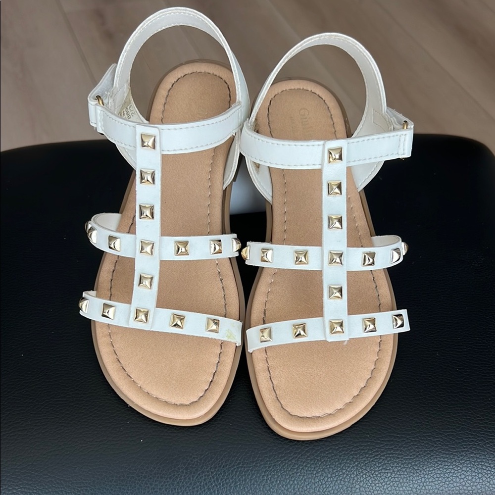 Chic White Studded Kids Sandals